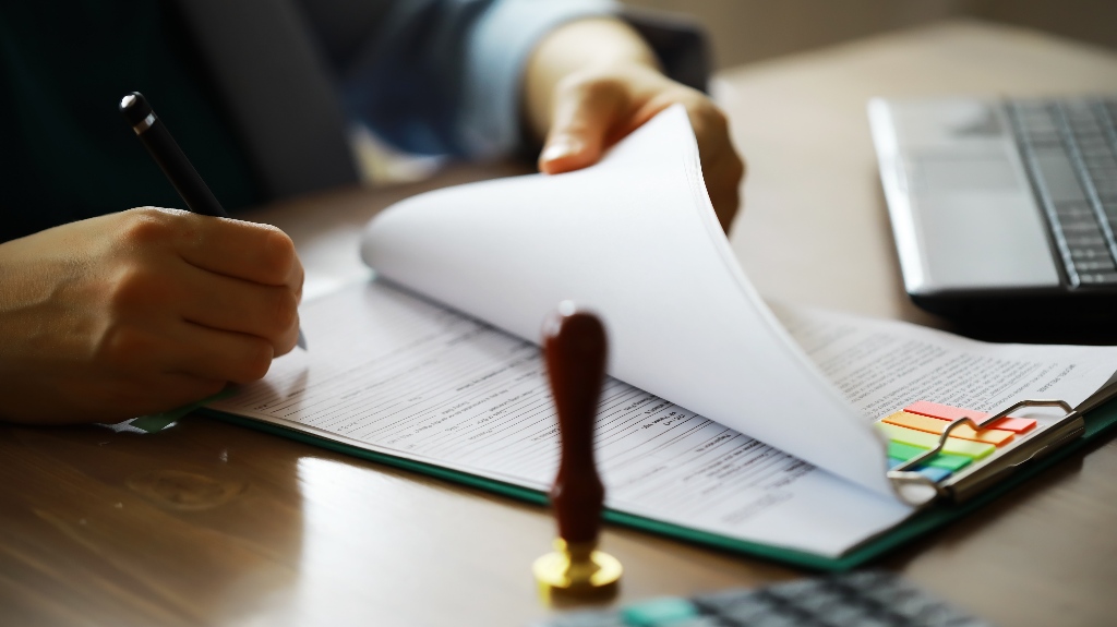 lawyer is working with documents