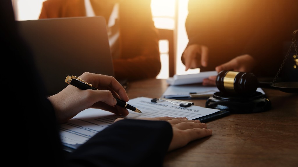 Man is consulting with lawyers