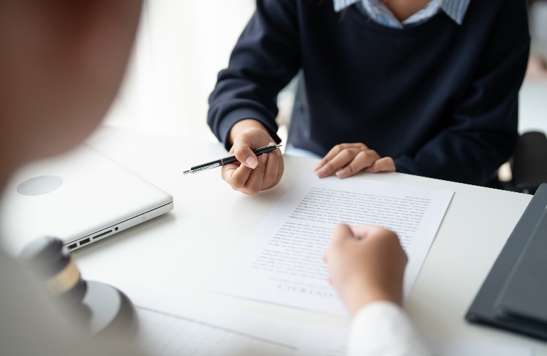 Lawyer is consulting clients